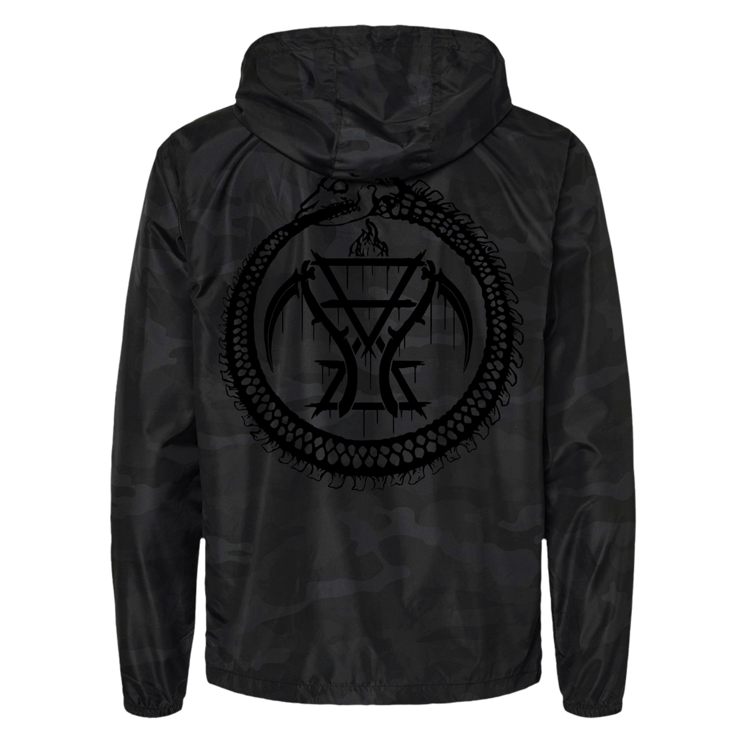 Black Camo Ouroboros Logo Windbreaker